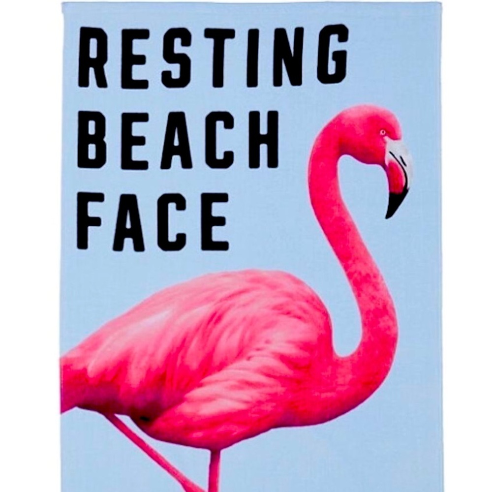 “NEW” Victorias Secret pink RESTING BEACH FACE Flamingo Large Beach Towel